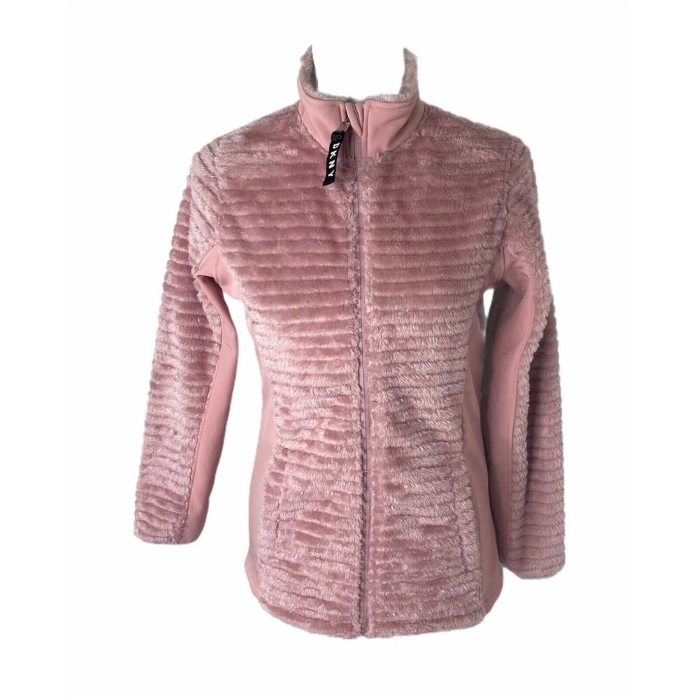 DKNY Girl's Jacket Mauve Colored Sherpa Full Zip Sport Outerwear Size Large